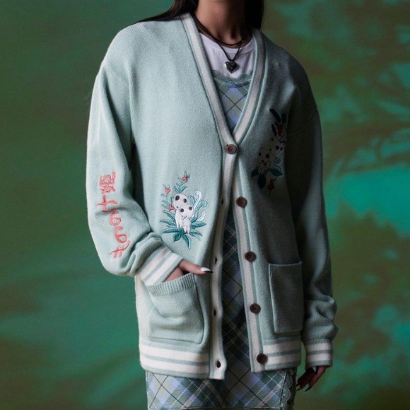 Studio Ghibli Princess Mononoke Embroidered Cardigan Hot Topic - Picture 3 of 4